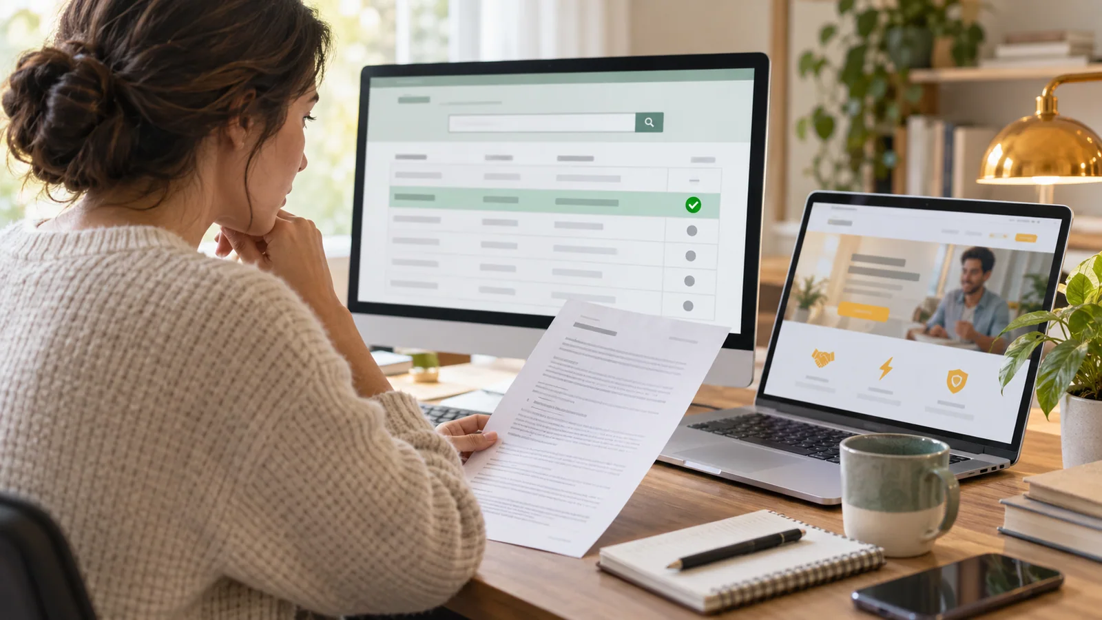 A consumer compares a lender website and contract with a state regulator database.